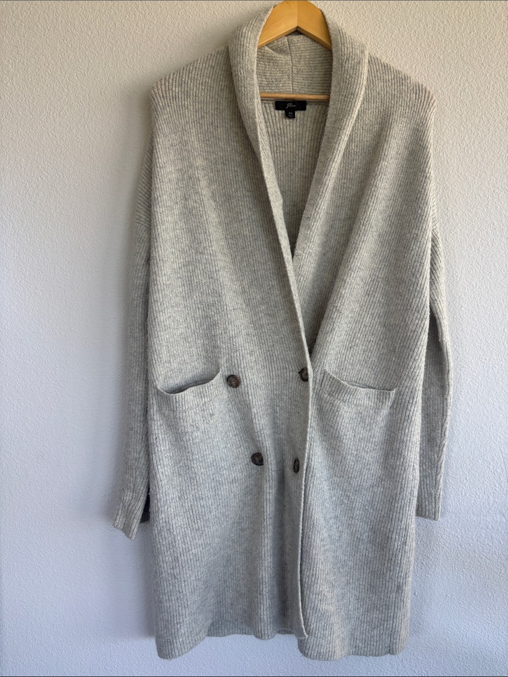 Jcrew Double breasted cardigan coat heather grey XS merino wool and alpaca blend